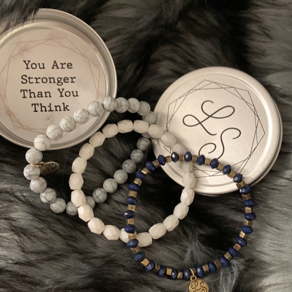 Lily Sky designs You Are Stronger Than You Think Set of 3 beaded Bracelets NWT - Picture 3 of 4